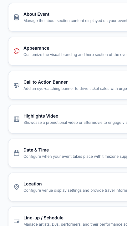 Event builder sections
